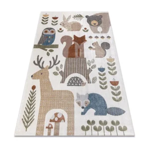 Tapete BONO 8425 Animais florestais creme / marrom 120x170 cm RugsX