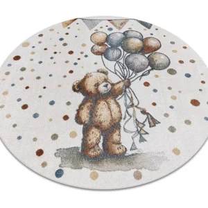 Tapete BONO 9614 círculo Urso, balões creme / cinza claro cercle 160 cm RugsX