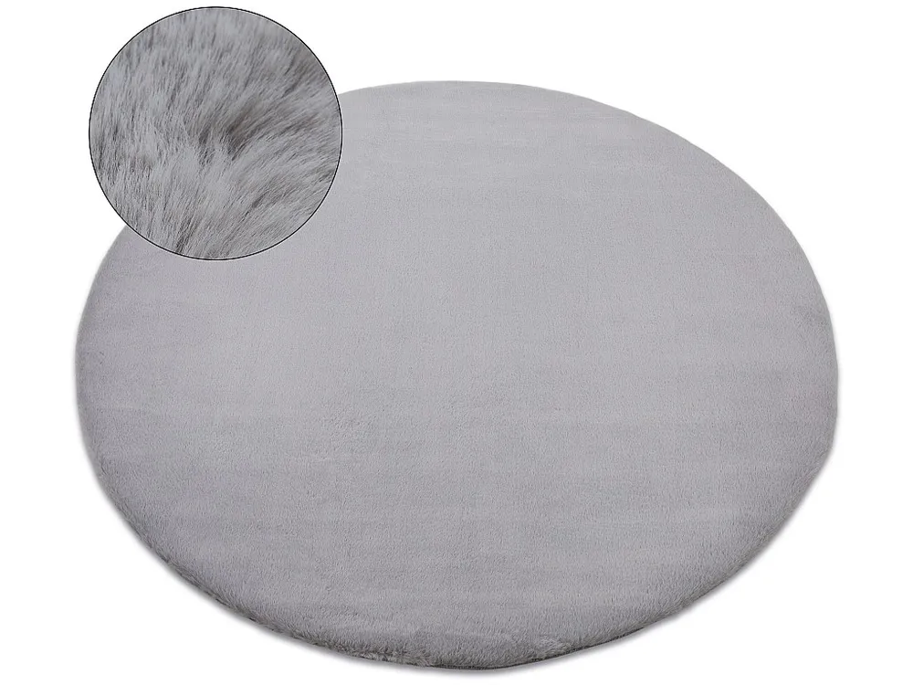 Tapete BUNNY redondo prata IMITAÇÃO DE PELE DE COELHO cercle 140 cm RugsX