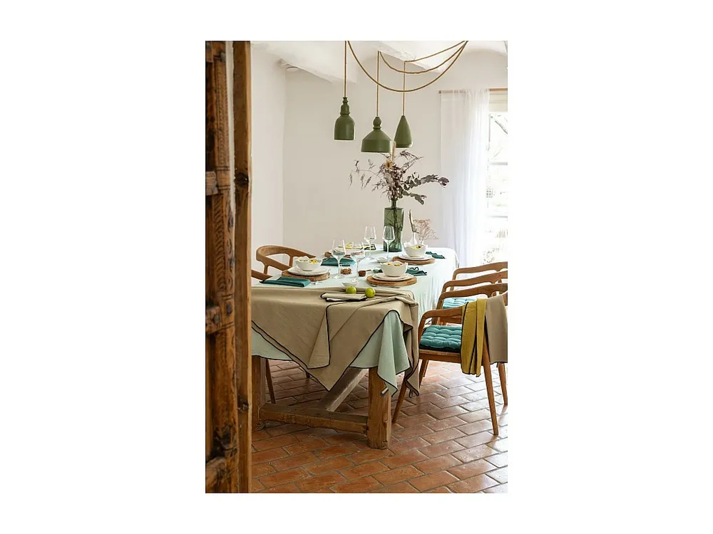 Toalha de mesa reciclada Grace Celadon 140 x 140 cm da Coleção Rústica