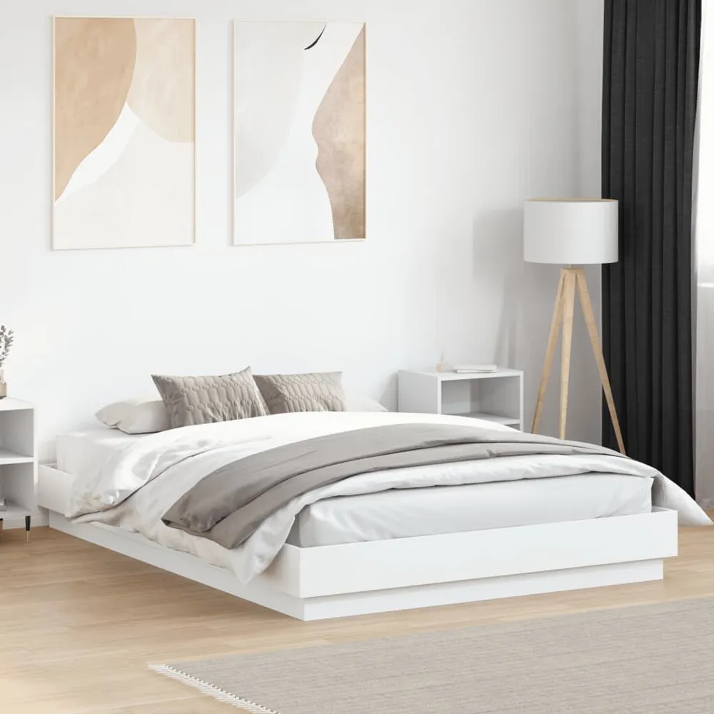 Almofada de Corpo Estrutura de cama 120x200 cm derivados de madeira branco