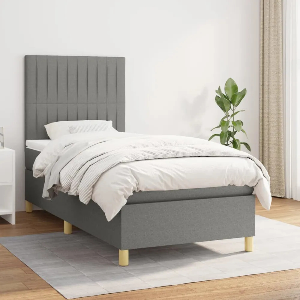Anti-Alérgico Cama com molasemcolchão 80x200 cm tecido cinzento-escuro