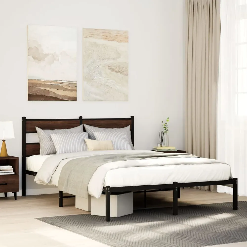 Anti-Alérgico Cama sem colchão com cabeceira 160x200 cm carvalho castanho