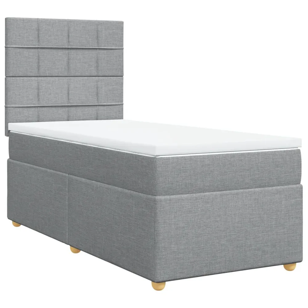Cama com molasemcolchão 80x200 cm tecido cinza-claro para Dores nas Costas