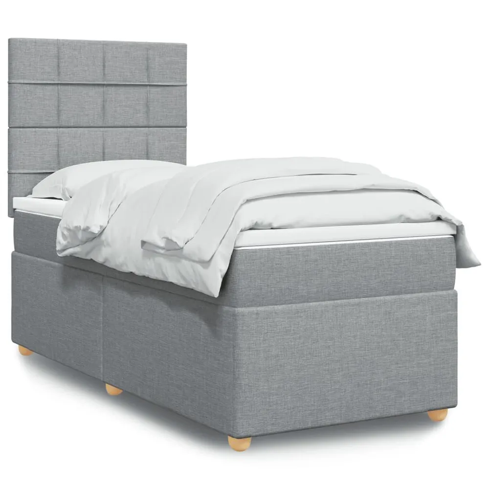 Cama com molasemcolchão 80x200 cm tecido cinza-claro para Dores nas Costas