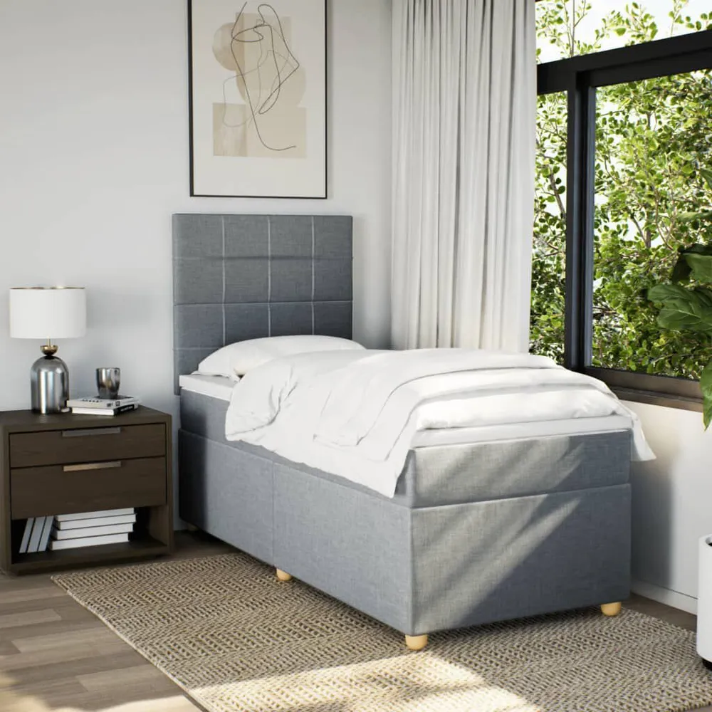 Cama com molasemcolchão 80x200 cm tecido cinza-claro para Dores nas Costas