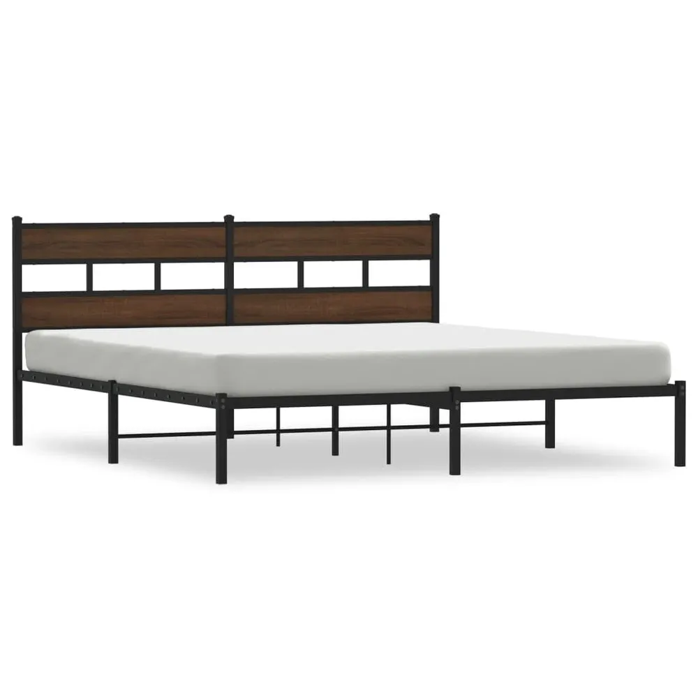 Cama sem colchão com cabeceira 200x200 cm carvalho castanho Nível de Firmeza Média