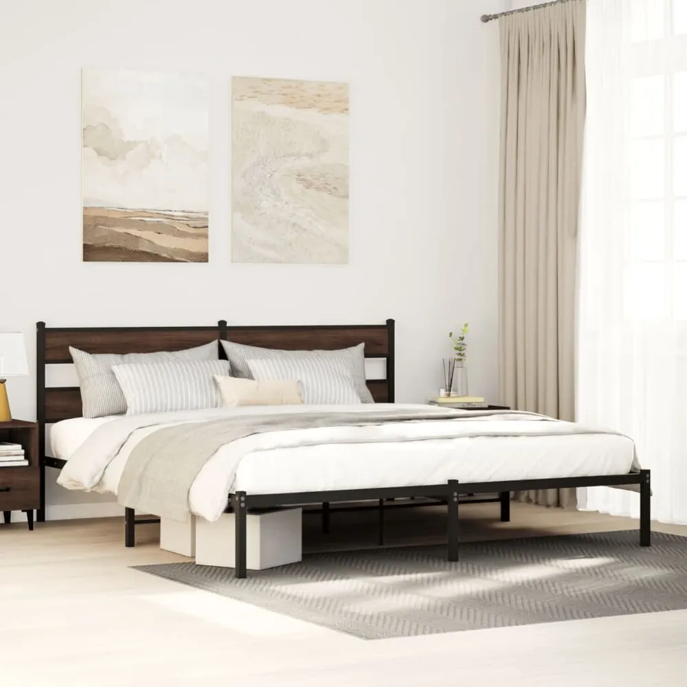 Cama sem colchão com cabeceira 200x200 cm carvalho castanho Nível de Firmeza Média
