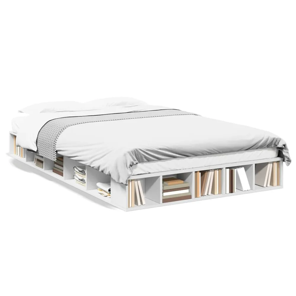 Estrutura de cama 120x200 cm derivados de madeira branco com Ajuste de Altura