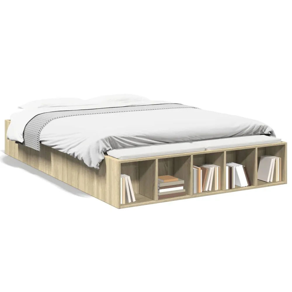 Estrutura de cama 120x200 cm derivados madeira carvalho sonoma para Recém-Nascidos