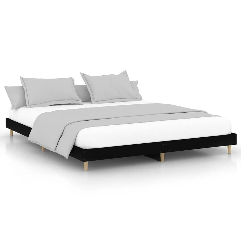 Estrutura de cama 120x200 cm derivados de madeira preto com Ajuste de Altura