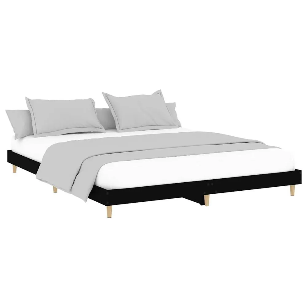 Estrutura de cama 120x200 cm derivados de madeira preto com Ajuste de Altura