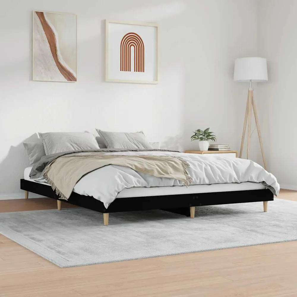 Estrutura de cama 120x200 cm derivados de madeira preto com Ajuste de Altura