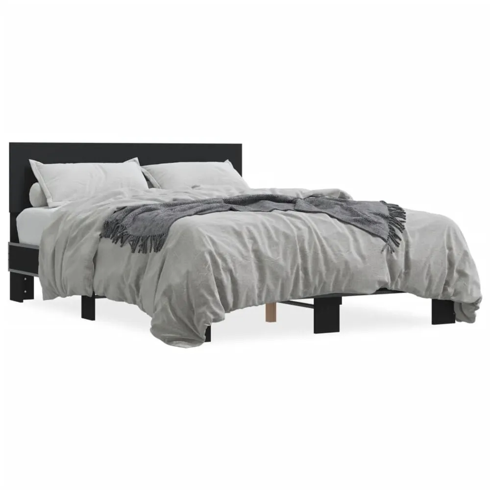 Estrutura de cama 120x200 cm derivados de madeira/metal preto para Dores nas Costas