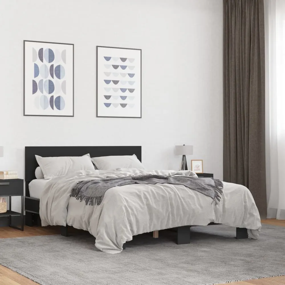 Estrutura de cama 120x200 cm derivados de madeira/metal preto para Dores nas Costas