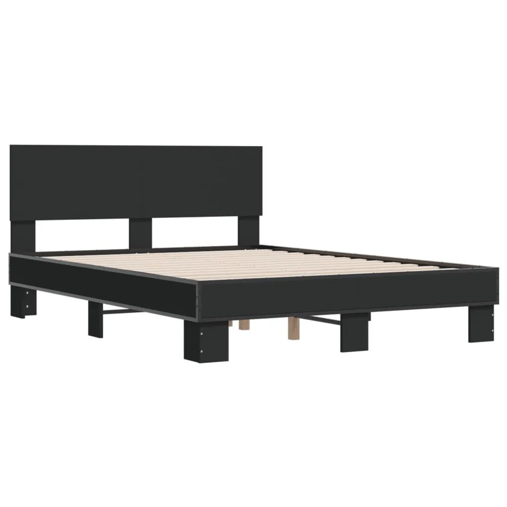 Estrutura de cama 120x200 cm derivados de madeira/metal preto para Dores nas Costas