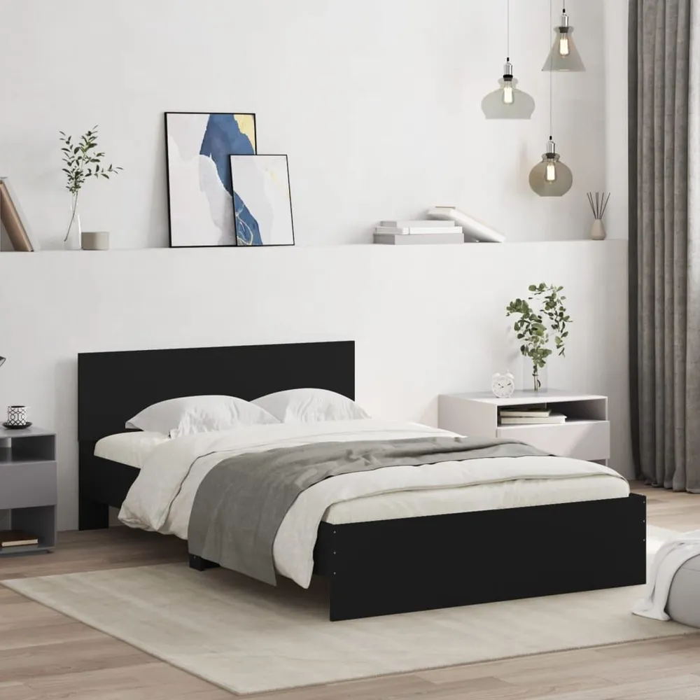 Estrutura de cama com cabeceira 120x200 cm preto | Suporte Cervical |