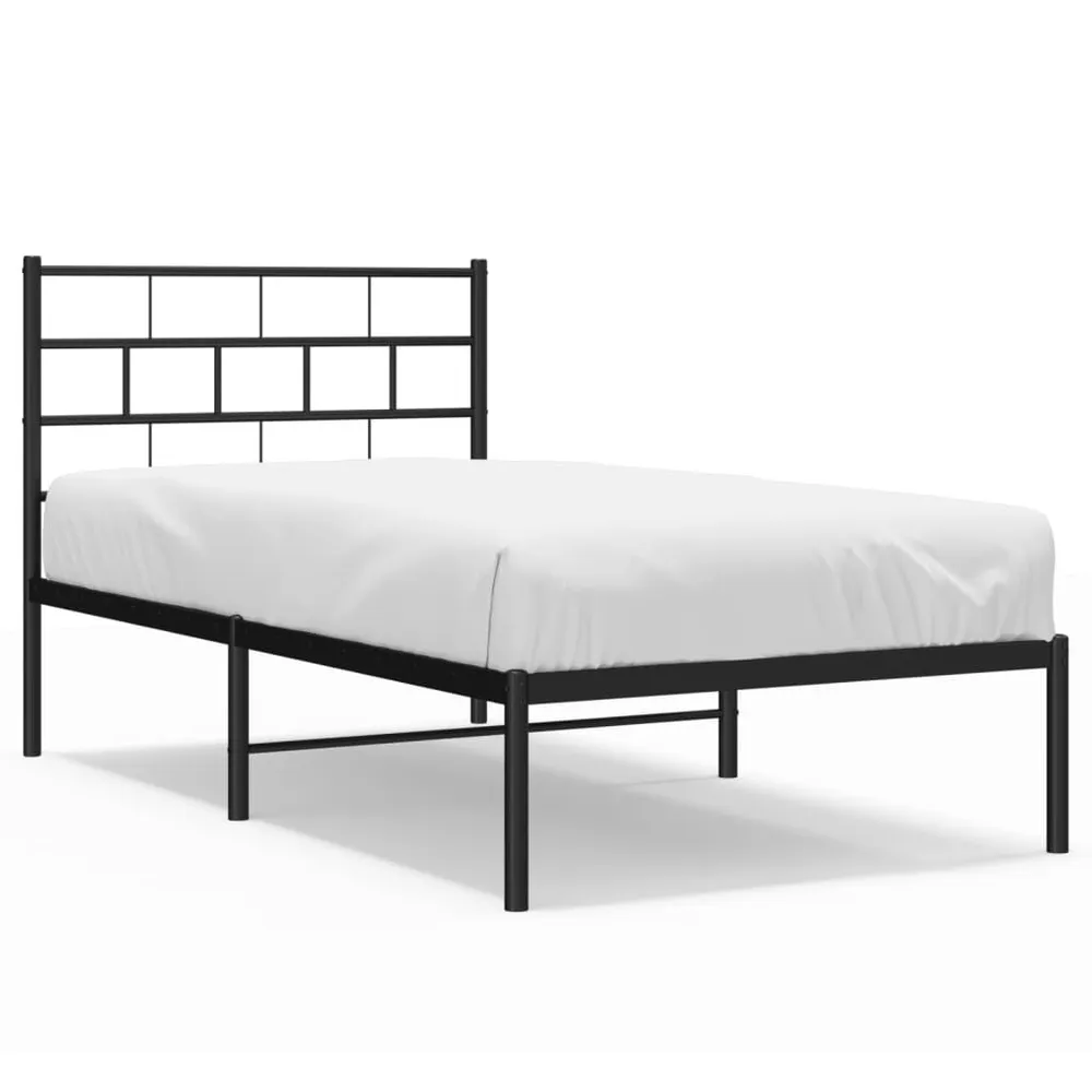 Estrutura de cama com cabeceira 80x200 cm metálico preto