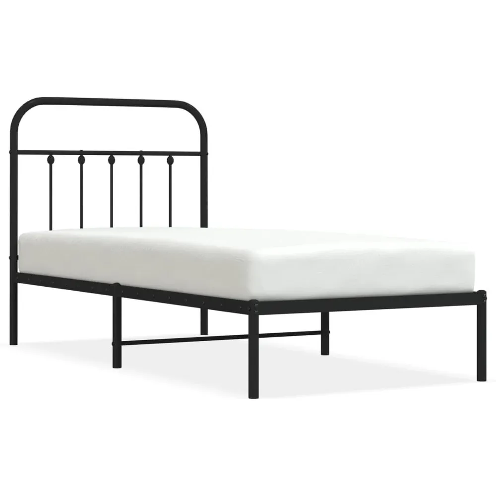 Estrutura de cama com cabeceira 80x200 cm metálico preto