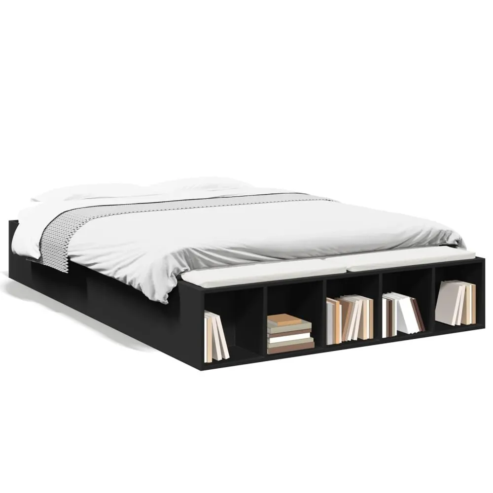 Travesseiro de Cervical Estrutura de cama 120x200 cm derivados de madeira preto