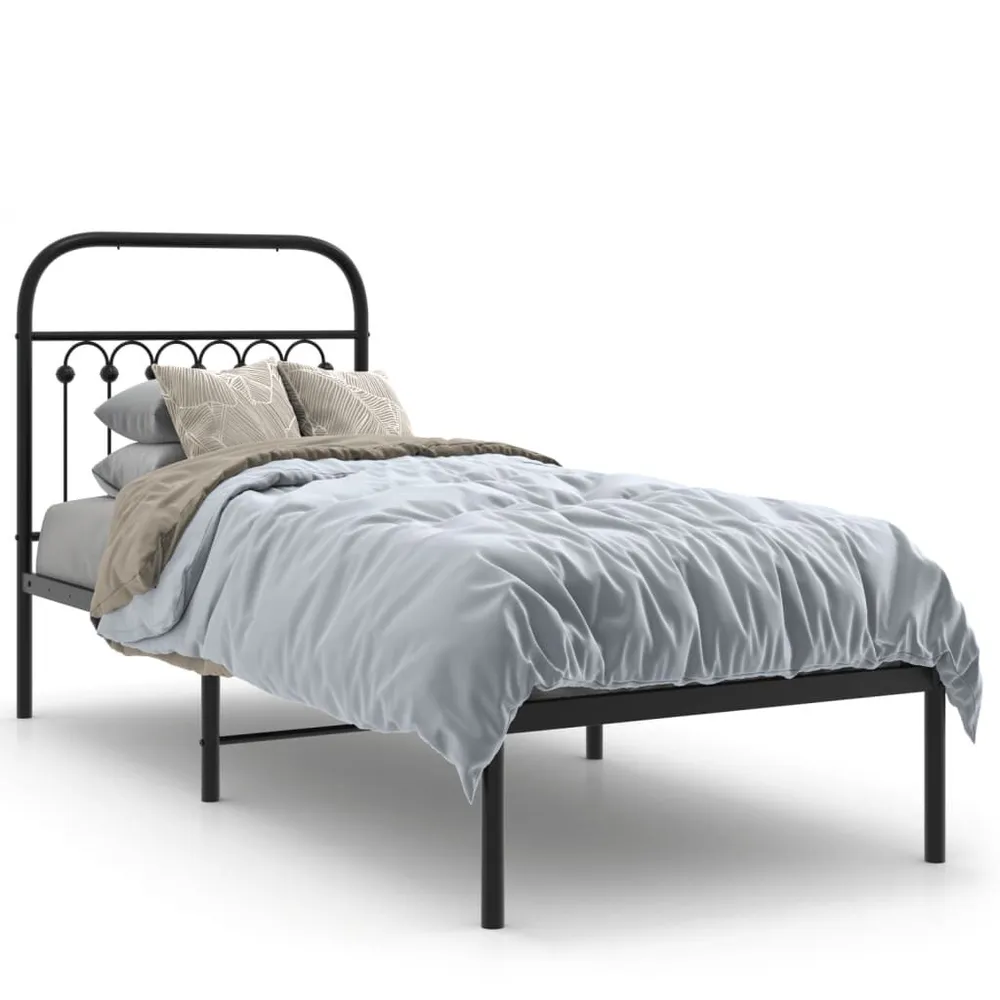Travesseiro de Espuma Estrutura de cama com cabeceira 80x200 cm metálico preto