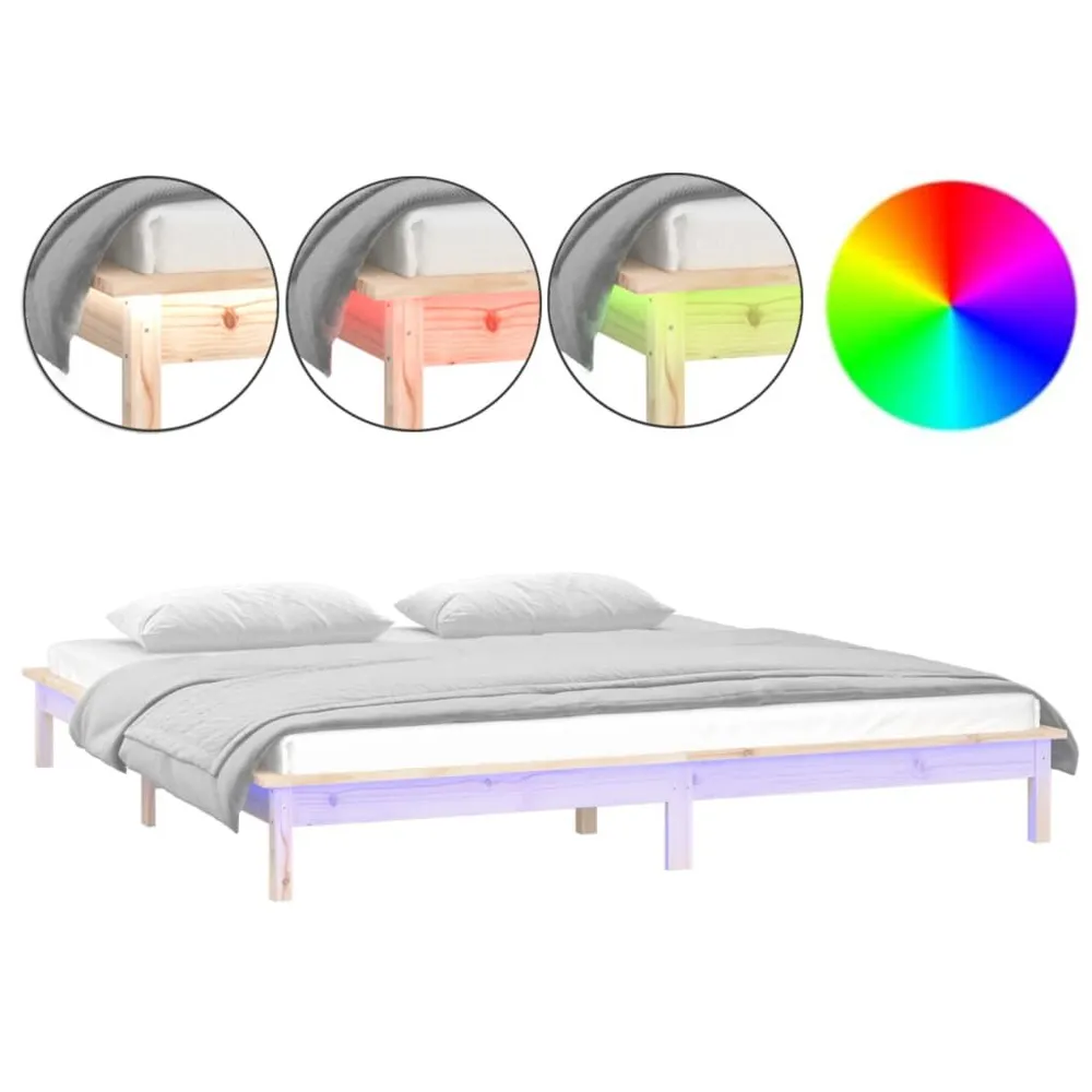 Travesseiro Ortopédico Estrutura de cama com luzes LEDs 120x200 cm madeira maciç