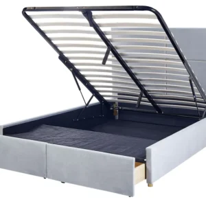 Velvet EU Gêmeo Size Ottoman Bed Drawers Light Grey VERNOYES