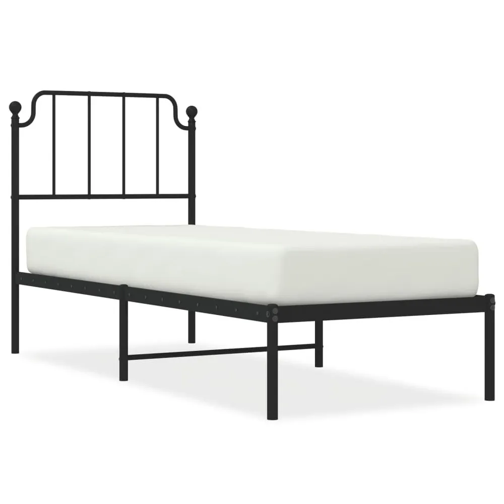 Viscoelástico Certificado Estrutura de cama com cabeceira 80x200 cm metálico preto