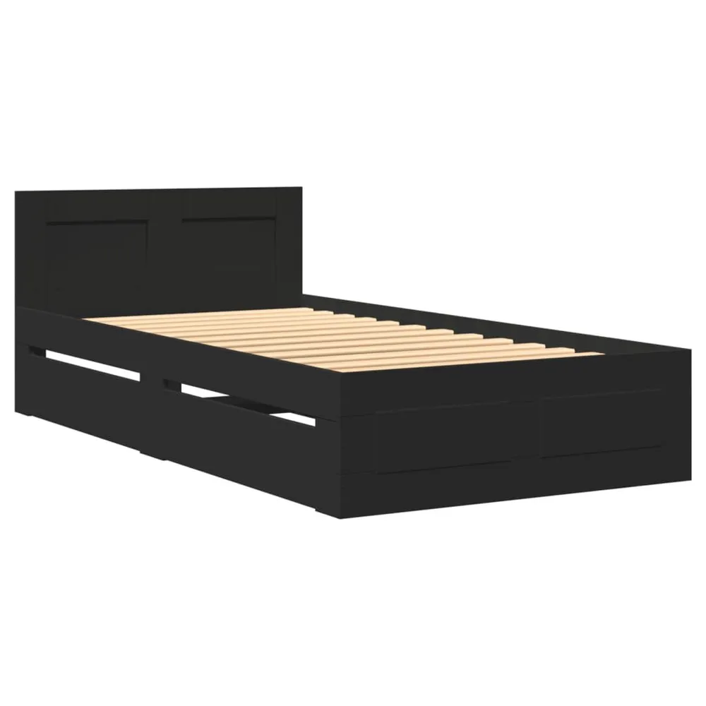 Estrutura cama com cabeceira sem colchão 90x200 cm preto com Capa Removível