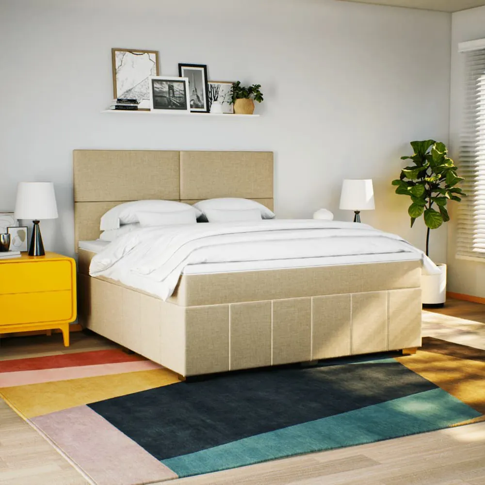 Cama com molasemcolchão 180x200 cm tecido cor creme para Pessoas Alérgicas