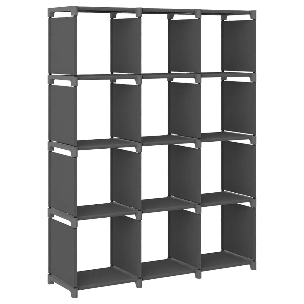 Gaveteiro de Plástico Unidade de prateleiras 12 cubos 103x30x141 cm tecido cinzento