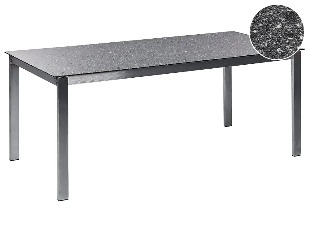 Garden Dining Table Vidro Top 180 x 90 cm Black COSOLETO