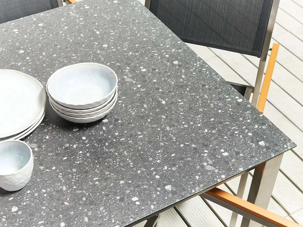 Garden Dining Table Vidro Top 180 x 90 cm Black COSOLETO