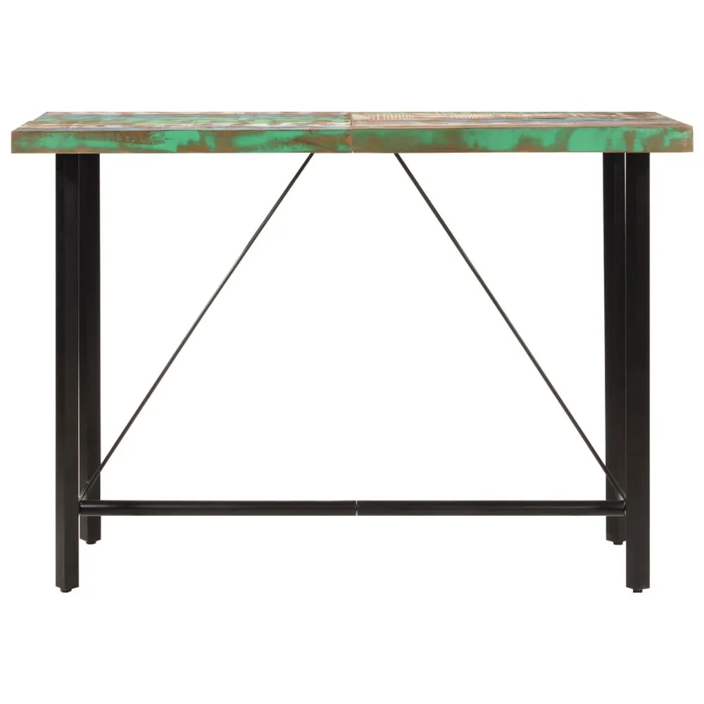 Mesa de bar 150x70x107 cm madeira recuperada maciç e ferro