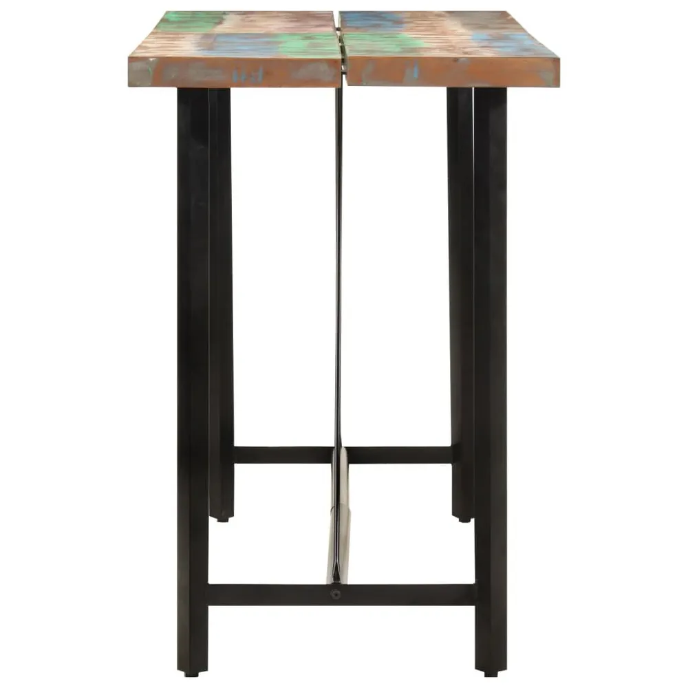 Mesa de bar 150x70x107 cm madeira recuperada maciç e ferro