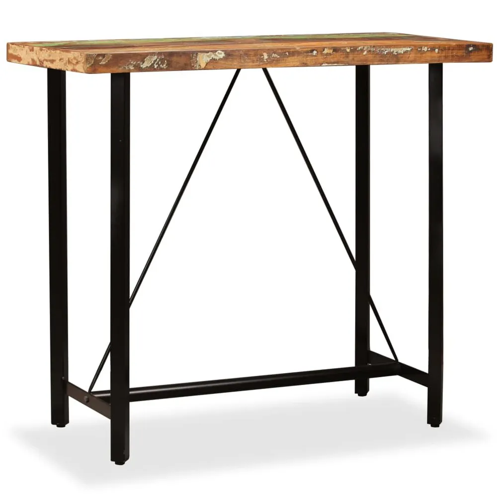 Mesa de bar em madeira reciclada maciç 120x60x107 cm