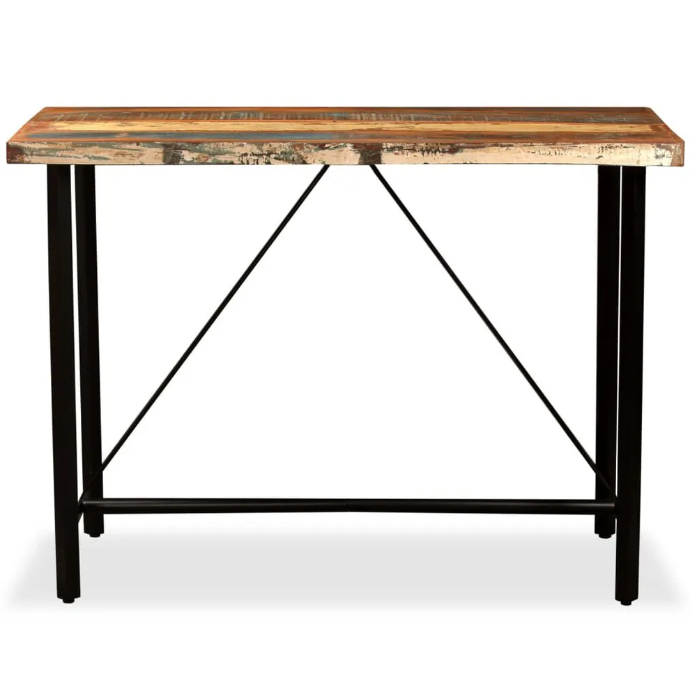 Mesa de bar em madeira reciclada maciç 120x60x107 cm
