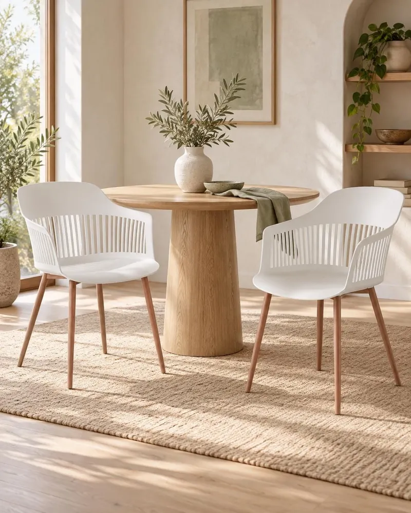 Mesa de jantar redonda com efeito mármore e preto ⌀ 110 MOSBY