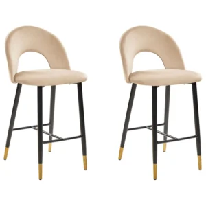 Banco de bar Conjunto de 2 Veludo Creme FALTON