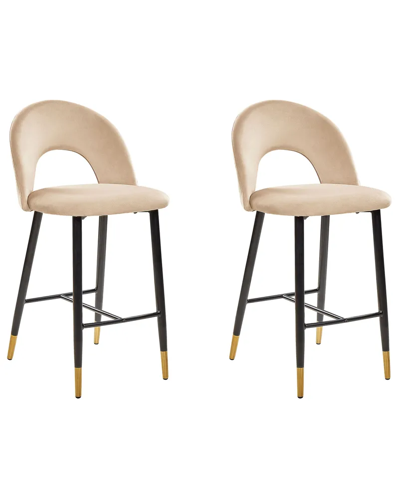 Banco de bar Conjunto de 2 Veludo Creme FALTON