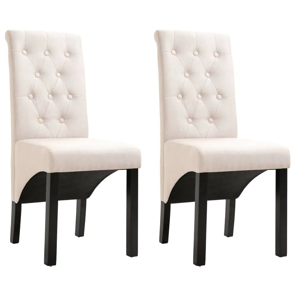Cadeiras de jantar 2 pcs tecido cor creme