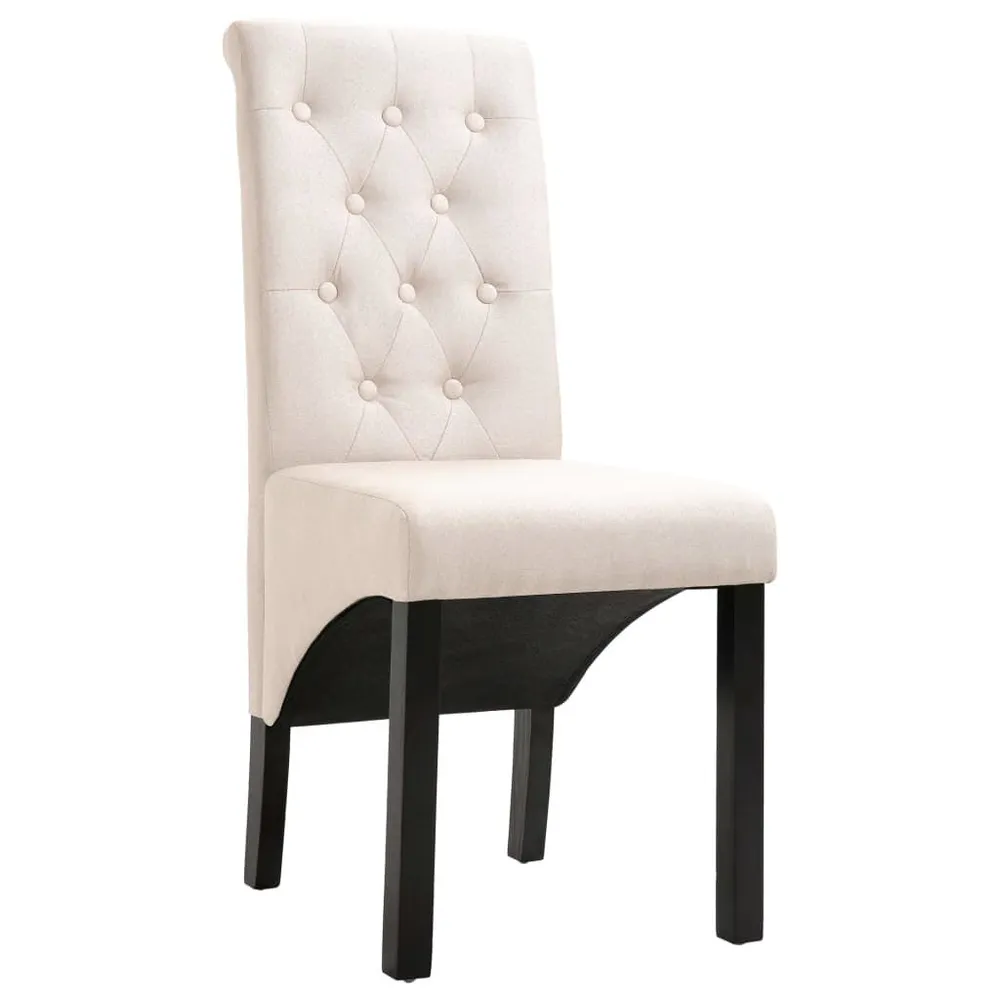 Cadeiras de jantar 2 pcs tecido cor creme