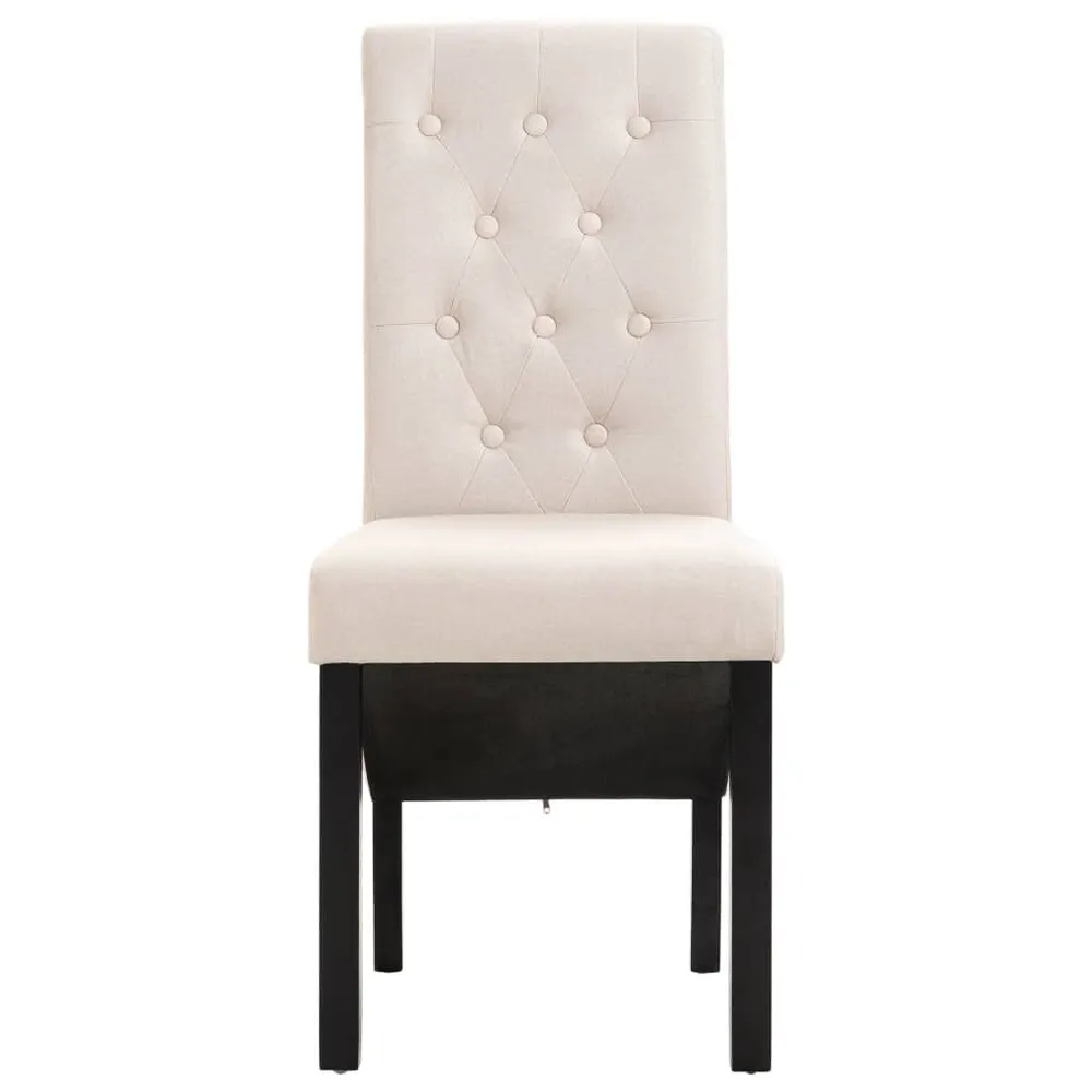 Cadeiras de jantar 2 pcs tecido cor creme