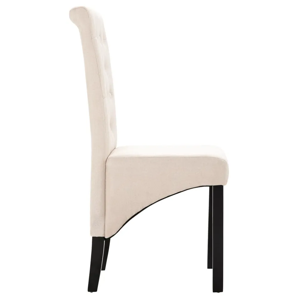 Cadeiras de jantar 2 pcs tecido cor creme