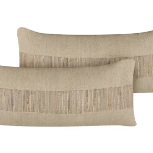 Conjunto de 2 almofadas decorativas em juta creme 30 x 70 cm LUINA