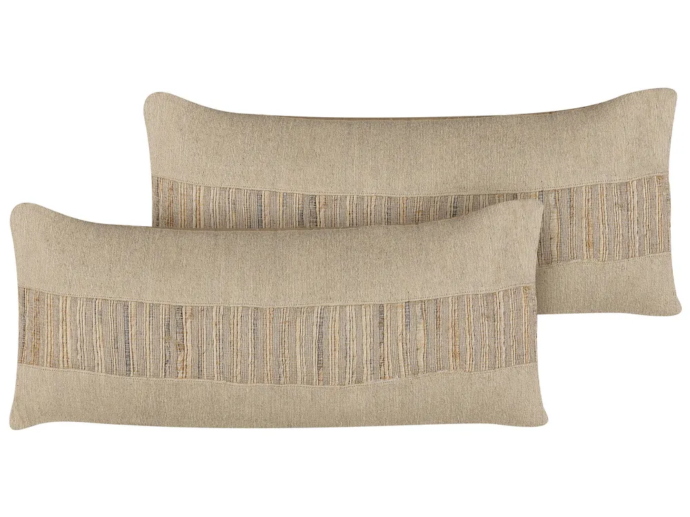 Conjunto de 2 almofadas decorativas em juta creme 30 x 70 cm LUINA