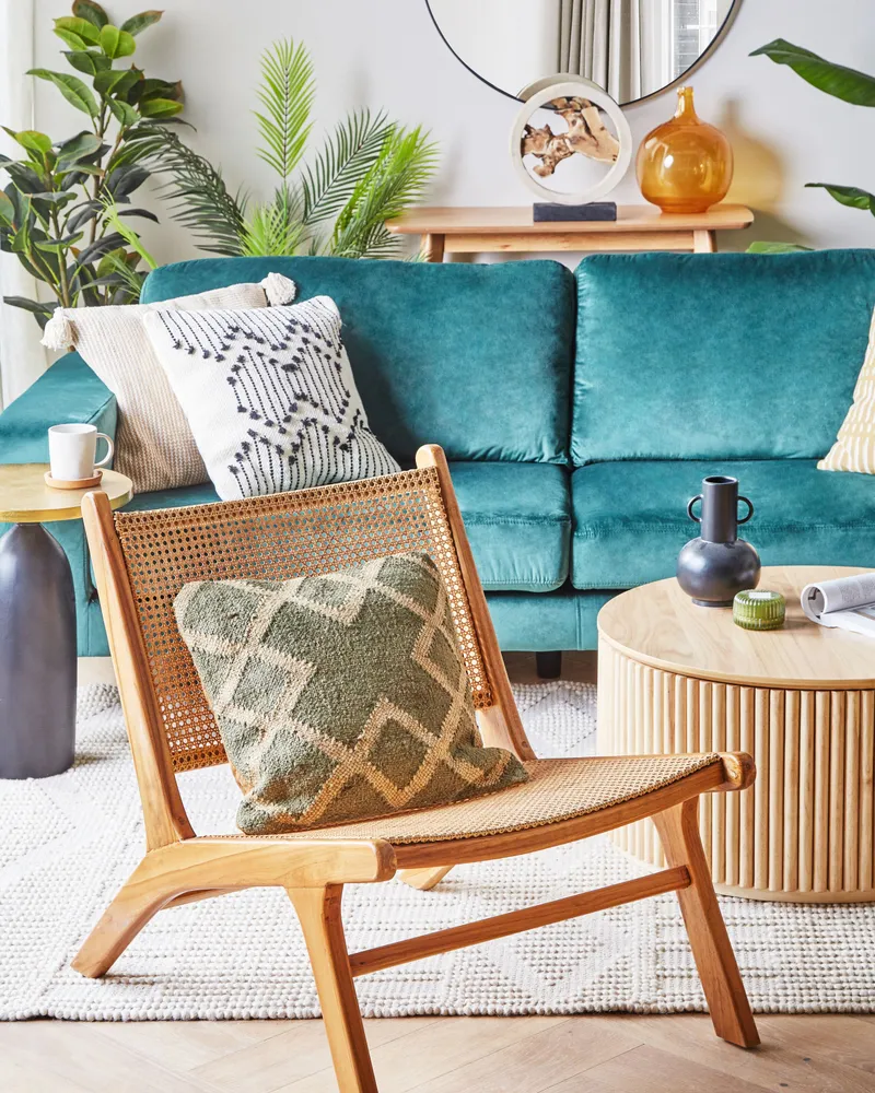 Conjunto de 2 almofadas decorativas em juta verde azeitona e creme 45 x 45 cm GOPI