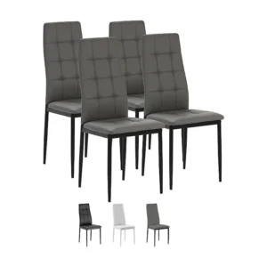 Conjunto de 4 cadeiras de jantar Chelsea estofadas em cinza, 42 x 51 x 97 cm.