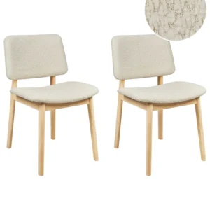 Conjunto de 2 cadeiras de jantar em madeira clara e branco-creme BLANE