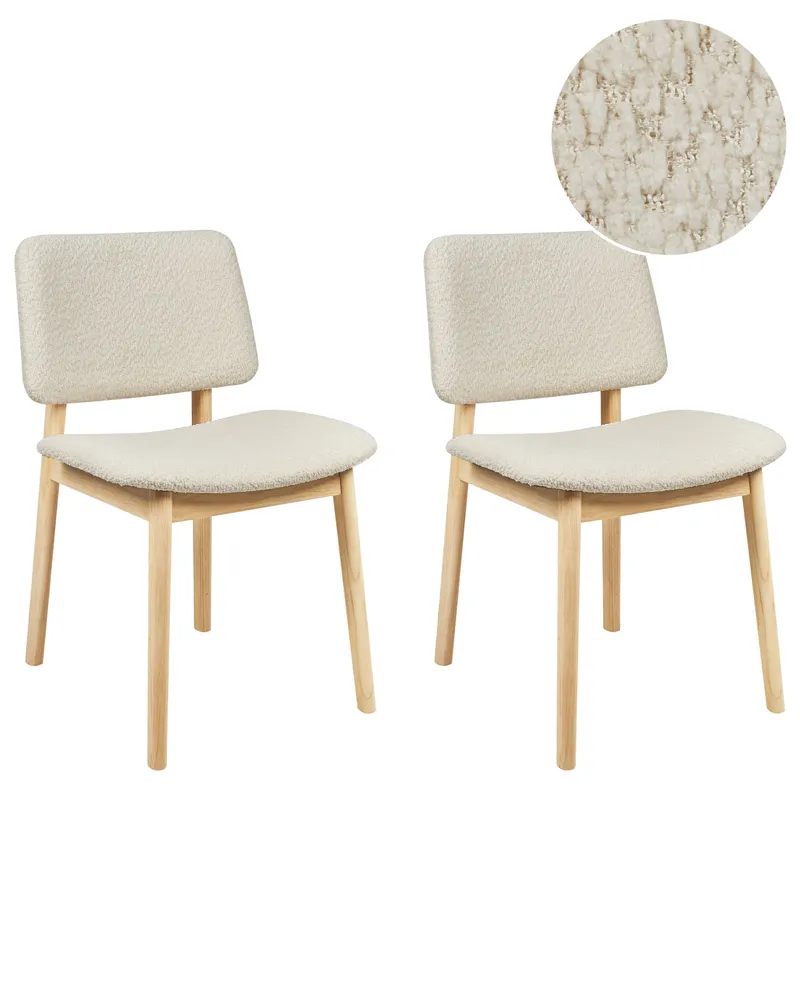 Conjunto de 2 cadeiras de jantar em madeira clara e branco-creme BLANE